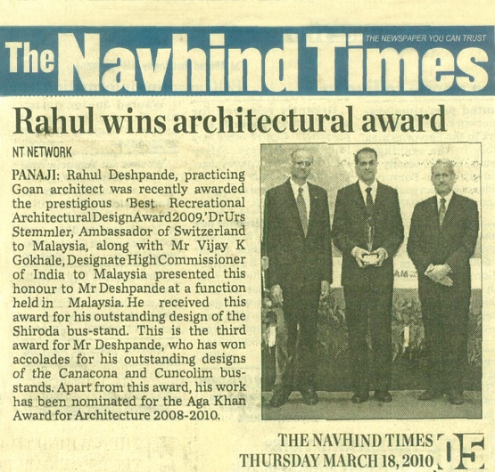 Rahul Wins Architectural Award